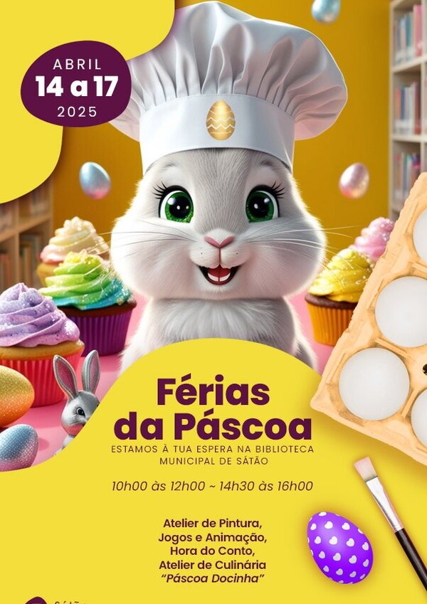 Cartaz das Férias da Páscoa na Biblioteca Municipal