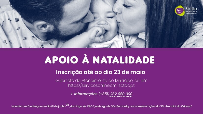 Inscrições abertas para apoio à natalidade no Município de Sátão