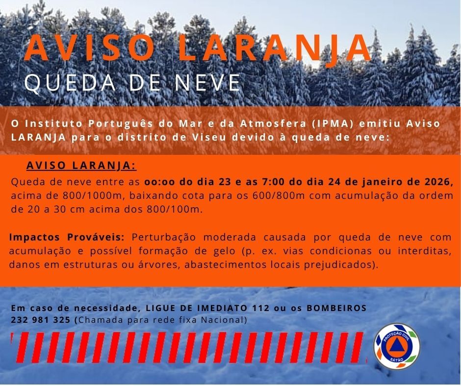 AVISO LARANJA - Queda de Neve