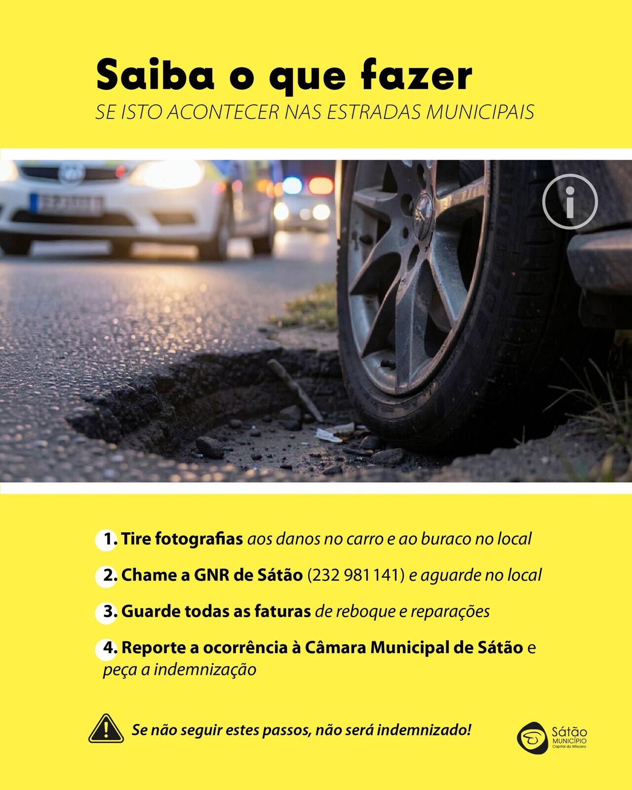 AVISO buraco estrada