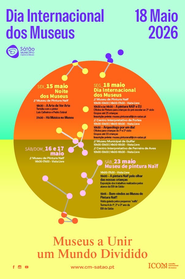 Cartaz do evento dia internacional dos Museus 2026 - concelho de S&aacute;t&atilde;o